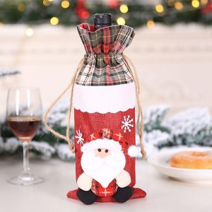 Décoration de Noël pour Bouteille de Vin Père Noël