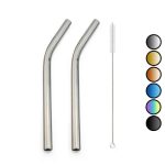 4 Pailles Smoothie Courbées Inox