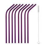 8 Pailles Cocktail Courbées Violet