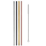 4 Pailles Cocktail Inox Variées Droites