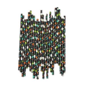 25 Pailles Halloween à Motifs Monstres