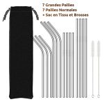 Pailles Réutilisables en Acier Packs Pack 14 Pailles (Normales et Grandes)