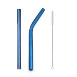 2 Pailles Smoothie Inox Bleu