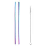 2 Pailles Cocktail Droites Multicolore
