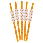 5 Pailles Halloween Têtes de Mort (Réutilisables) Orange Citrouille