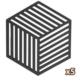 5 Sous Verres Silicone Noir Ébène