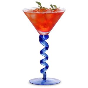 Verre à Cocktail Pied Torsadé Bleu